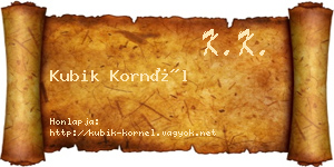 Kubik Kornél névjegykártya